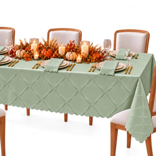 Newbridge 60 x 102 Inch Sage Green Ribbons & Bows Damask Tablecloth