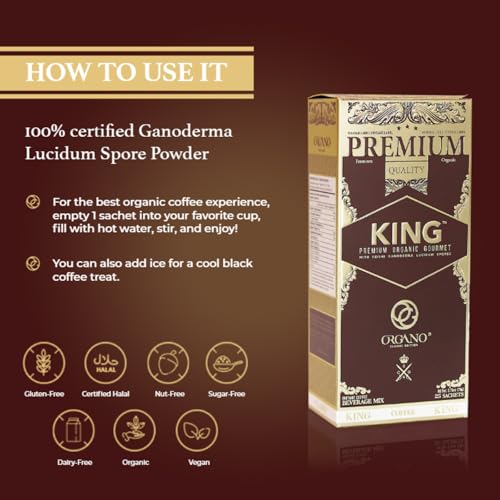 ORGANO King of Coffee Classic Roast - Organic Ganoderma Lucidum, 25 Sachets