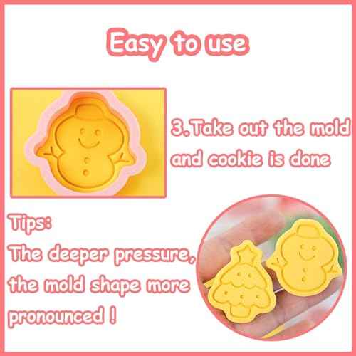 10 Piece Mini Christmas Cookie Cutters, 3d Raised Design Cookie Stamps, Mini Gingerbread, Snowflake, Snowman, Candy Baking Molds, Christmas Ornament Cookie Cutter Set(Christmas-1)