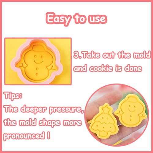 Lutoku 10 Piece Mini Christmas Cookie Cutters with 3D Stamps