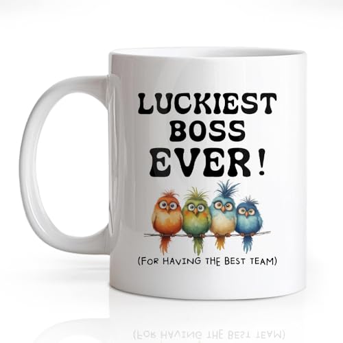 Gkodw White 11oz Lucky Boss Office Mug Bird Lovers Coffee Cup - Gift