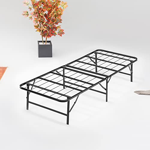 Nutan 14-Inch Foldable Metal Platform Bed Frame Twin Black No Box Spring Needed