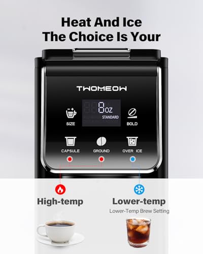 TWOMEOW Black Single Cup Coffee Maker - Hot & Iced, K-Cup & Grounds, 52 oz