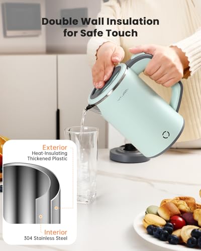 WTJMOV Green 0.8L Electric Kettle - Portable Stainless Steel Tea & Hot Water Boiler