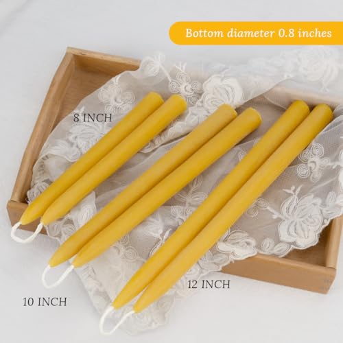 Yellow Beeswax Taper Candles 8 Inch Bulk Pack - All Natural Dripless | TELOSMA