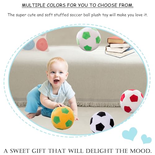 zhidiloveyou 9" Plush Soccer Ball Stuffed Toy, Plush Football Pillow Soccer Gift for Kids, Red-White