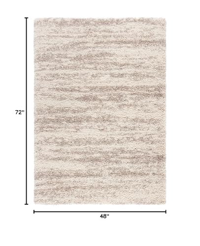 4x6 Shag Area Rug - Ivory & Beige Plush Floor Covering, Soft & Plush