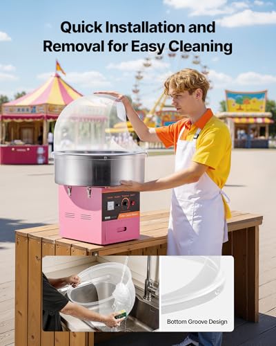 VEVOR 21 Inch Cotton Candy Machine Cover Acrylic Dome Bubble Shield for 20 Inch Floss Maker