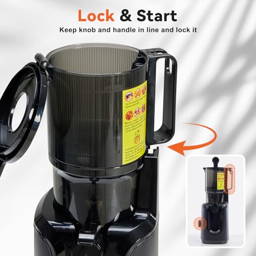 NEWBULIG Black Cold Press Juicer with 4.25-Inch Feed Chute - Masticating Slow Juicer