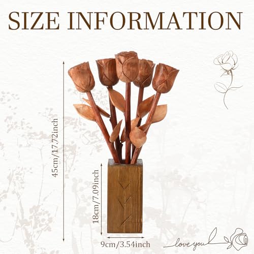 Suncalla Gift for 5th Wedding Anniversary Wooden Roses with Vase 5
