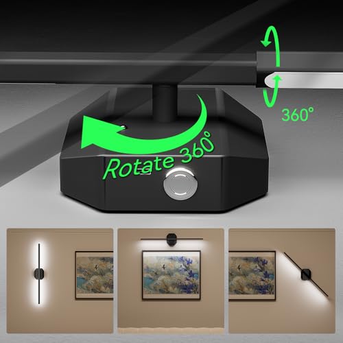 Wireless Rechargeable Wall Sconce Set of 2, Dimmable 3000K-6000K LED Wall Lights with Remote, 28 Inch for Bedroom & Living Room