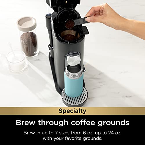 Single-Serve Coffee Maker with Pods Grounds & Milk Frother, 6-24 oz Travel Mug