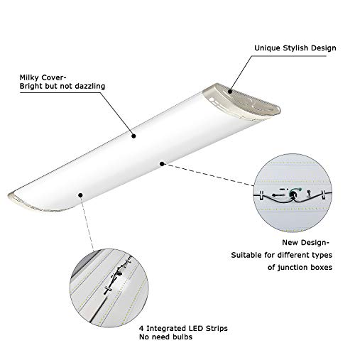 4ft Dimmable LED Light Fixture 80W 4000K Flush Mount - 1 Pack
