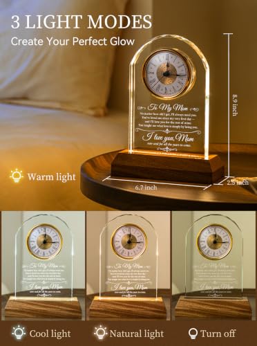 Mom Gifts LED Glass Clock - Birthday, Mother's Day, Christmas Keepsake - MakerTick