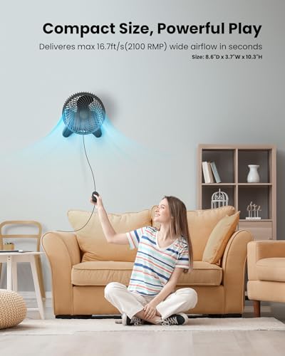 Koonie 8-Inch Wall Mount Fan with Remote, Quiet Oscillating Small Fan - Black