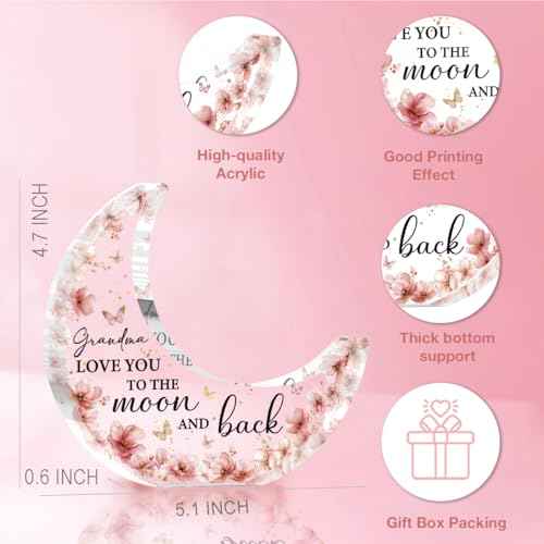 Mother's Day Gifts Grandma Birthday Gifts Grandmother Gift From Grandchildren,Acrylic Moon Decoration Sign Grandmother Gift for Christmas Birthday Thanksgiving-Grandma Love You To The Moon And Back