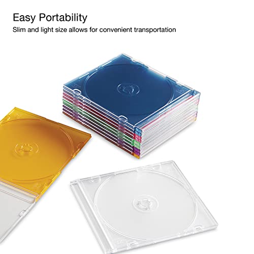 Verbatim 50-Pack Assorted Slim CD DVD Blu-ray Disc Cases - Clear & Colors