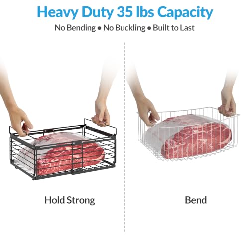 3 Pack Expandable Freezer Organizer Baskets - Stackable Wire Storage Bins