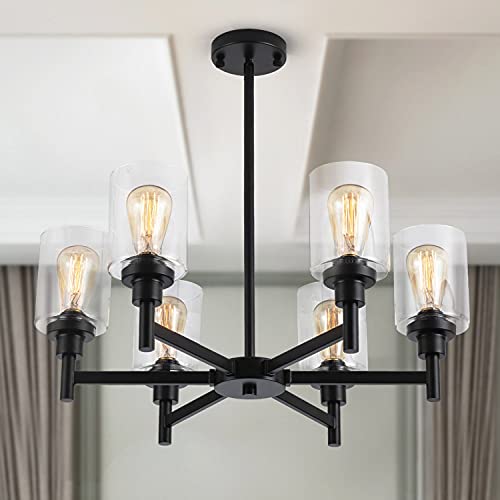Black Farmhouse Chandelier for Dining Room - 6-Lights D25" Variation of THIS listing