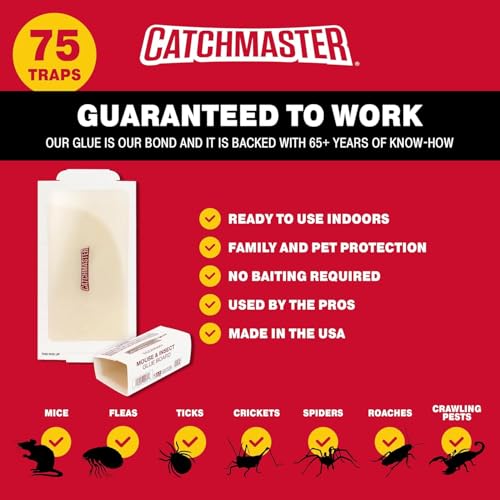 Catchmaster 7 x 3.5-Inch Sticky Mouse & Insect Traps 75pk - Bulk Glue Boards