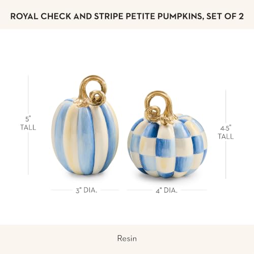 MacKenzie-Childs Resin Pumpkins Set Royal Check & Stripe Petite Autumn Decor