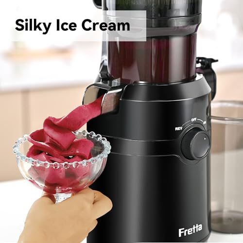 Fretta Black Cold Press Juicer Machine 1L with Wide Feed Chute – Easy to Clean