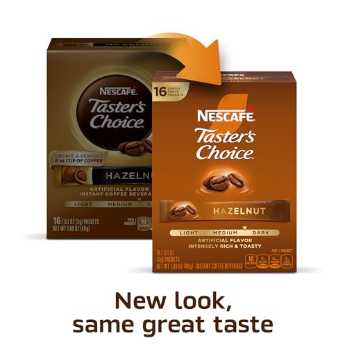 Hazelnut Flavored Instant Coffee Packets - 128 Cups, Premium Robusta & Arabica