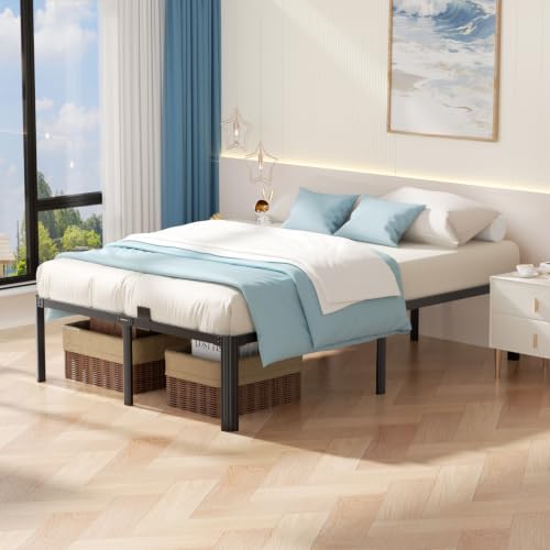 Black Full Metal Bed Frame 18 Inch Heavy Duty Platform No Box Spring Needed