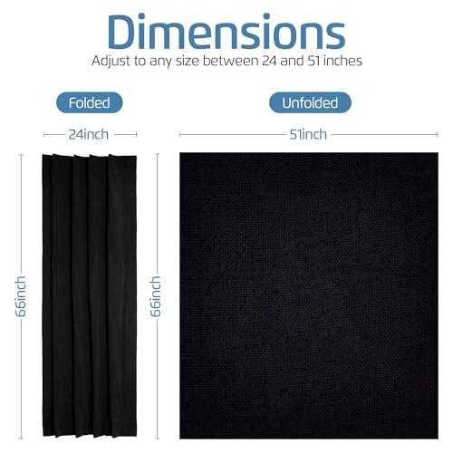 Portable Blackout Curtain with Suction Cups - Thermal Insulated Shade for Windows, Travel & Nursery - 66 x 51 Inches