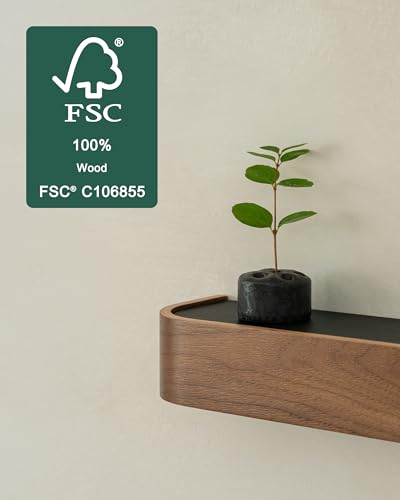 Kazai 'Toke' Walnut Wall Key Holder with Wooden Shelf, 8 Hooks, Entryway Organizer