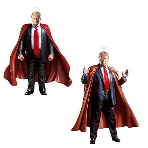 Funny President Donald 2025 Ornaments, 2D Flat President Donald Decor for Car, Funny Christmas Tree Ornaments, Donald 2028 Merchandise(2PCS Super Hero)