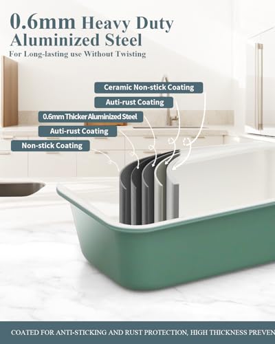 Ceramic Nonstick Baking Pans Set, Non Toxic 33 PCS Stackable Bakeware