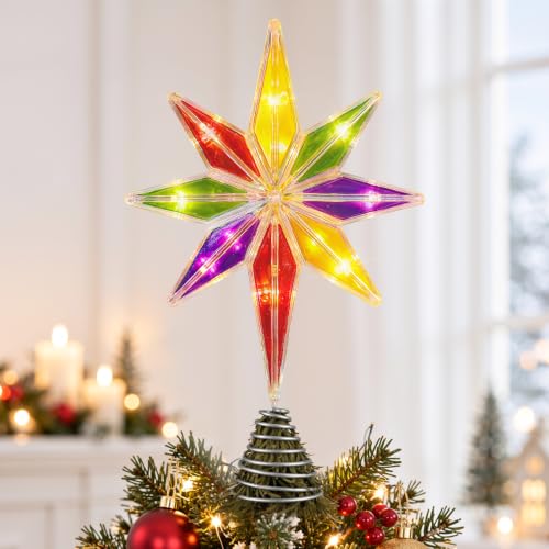 Lewondr 14.2" Lighted Christmas Bethlehem Star Tree Topper, Multicolor