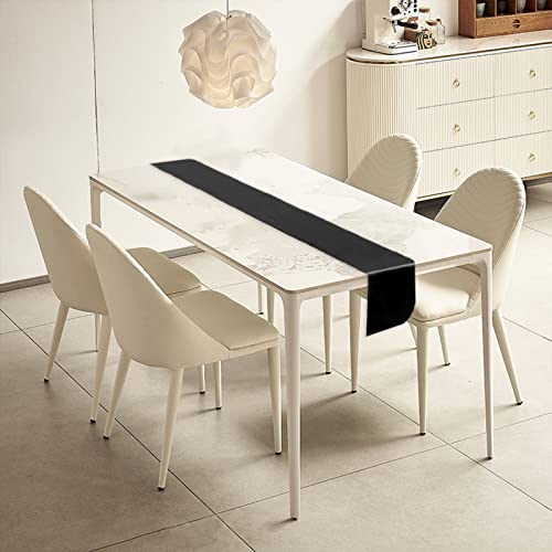 6 Pack Black Satin Table Runner 12x108 in with Scalloped Edges - HMQIANG