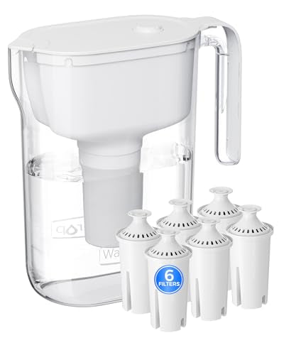 Waterdrop PT-11W Water Filter Pitcher with 6 Replacement Filters - White - 7-Cup Capacity