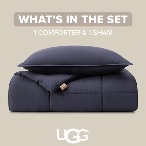 UGG Leonora Twin XL Comforter Set - Soft Navy Blue All-Season Bedding