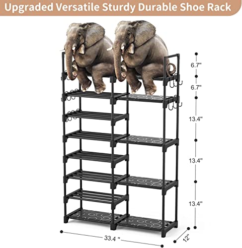 ROJASOP Black 8-Tier Metal Shoe Rack Organizer for Closet & Entryway, 26-32 Pairs