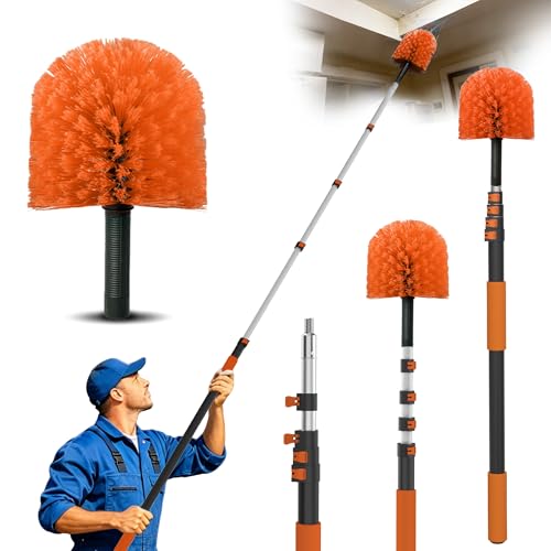 Orange 20FT Cobweb Duster with Extension Pole - Spider Web Cleaning Brush
