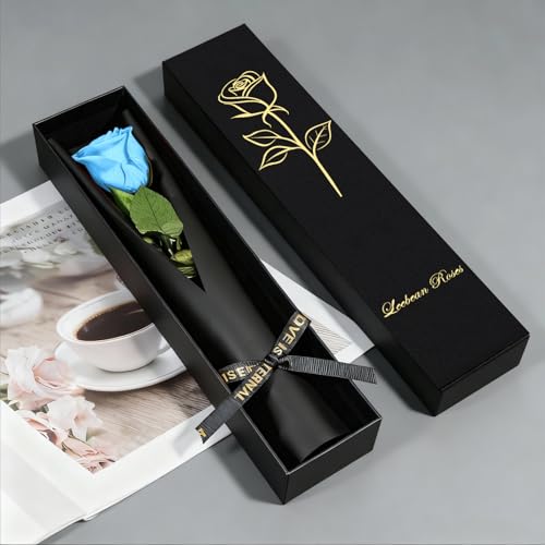 Light Blue Single Forever Rose Gift for Women & Men, Romantic Floral Bouquet