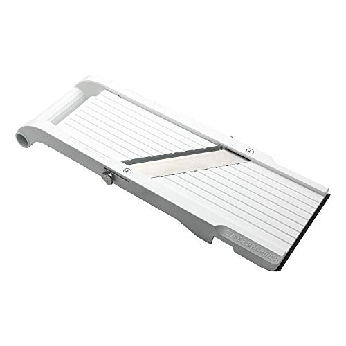 Benriner Super Slicer Mandoline with 4 Japanese Stainless Steel Blades - White, 14.5x5.25 inches
