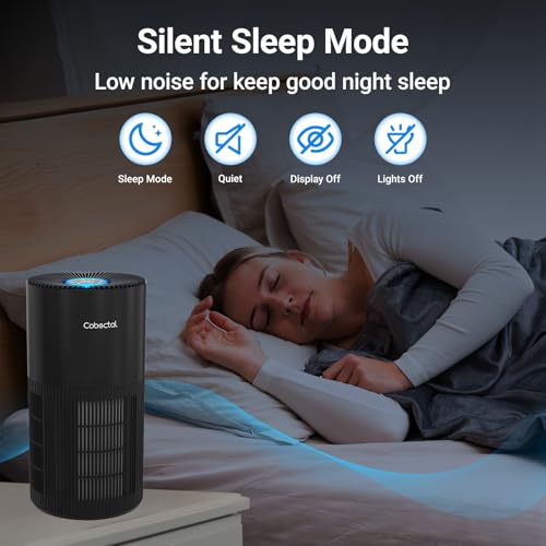 Cobectal Large Room Air Purifier Black 3-in-1 Filter, Portable, 1650 sq ft
