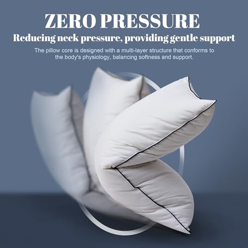 Mosluna King Size Feather Down Pillow Set of 2 - Medium Firm Luxury Hotel Collection 20x36 in