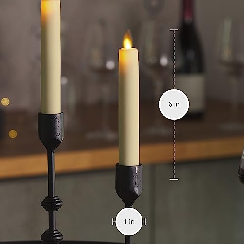 Luminara Flameless Real Flame 0.87x6.75 Inch Ivory Taper Candles, 2