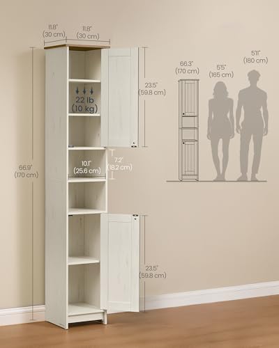 Slim Bathroom Storage Cabinet - Tall 67-Inch Snapassemble Organizer - 1 Pack
