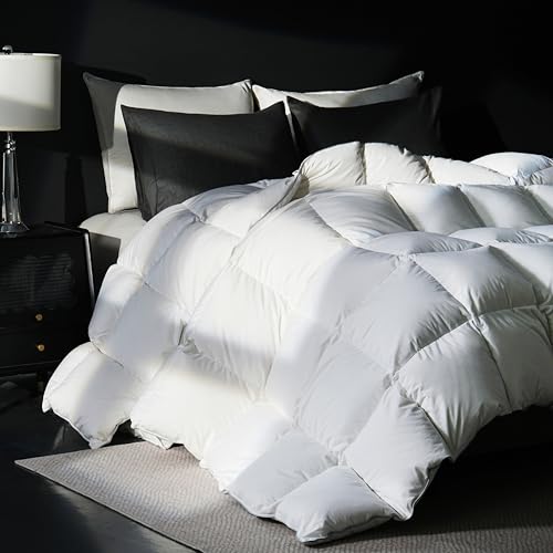 Oversized King Goose Feather Down Fiber Comforter - White, Hotel-Grade Luxury