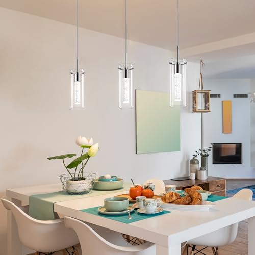 Nickel-Cool White LED Pendant Lights for Kitchen Island - 3 Pack