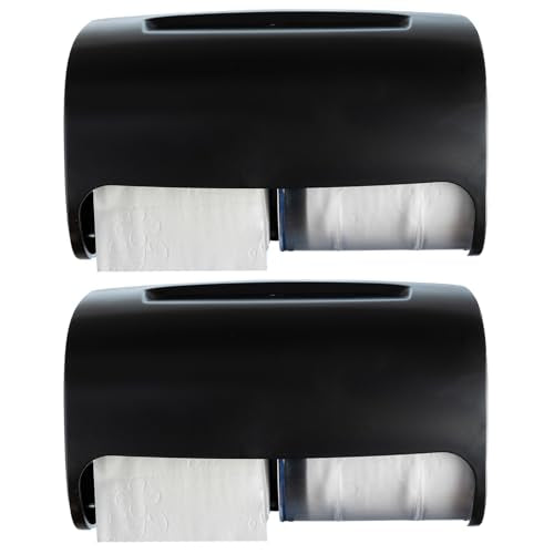 Commercial Wall Mount Double Toilet Paper Dispenser Locking Black