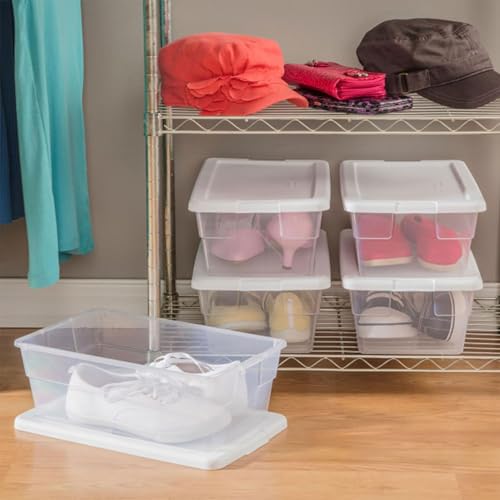 Sterilite 6 Quart Clear Plastic Storage Bins - 24-Pack Stackable Containers