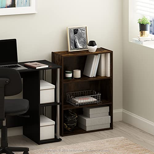 Furinno Pasir 3-Tier Book Shelf - Amber Pine, Wide Storage Organizer