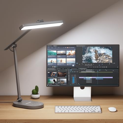 Honeywell HWT-H4 LED Desk Lamp - Gray, Dimmable, Eye-Caring, Auto Sensor